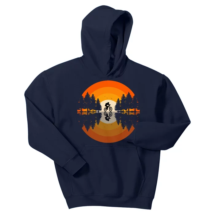 Sunset Retro Mountain Bike Sunset Retro Kids Hoodie