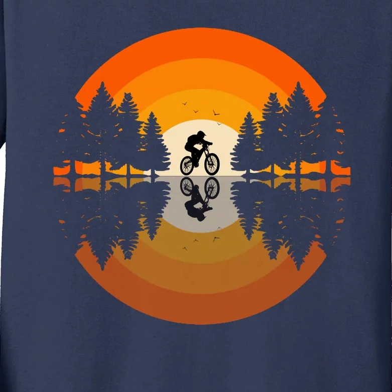 Sunset Retro Mountain Bike Sunset Retro Kids Long Sleeve Shirt