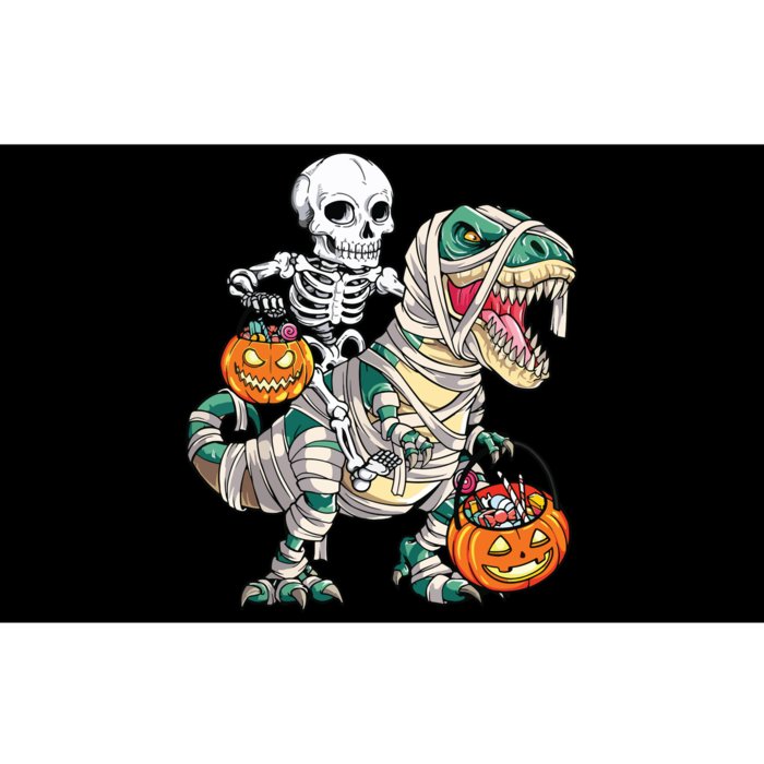 Skeleton Riding Mummy Dinosaur T Rex Halloween Funny Pumpkin Bumper Sticker