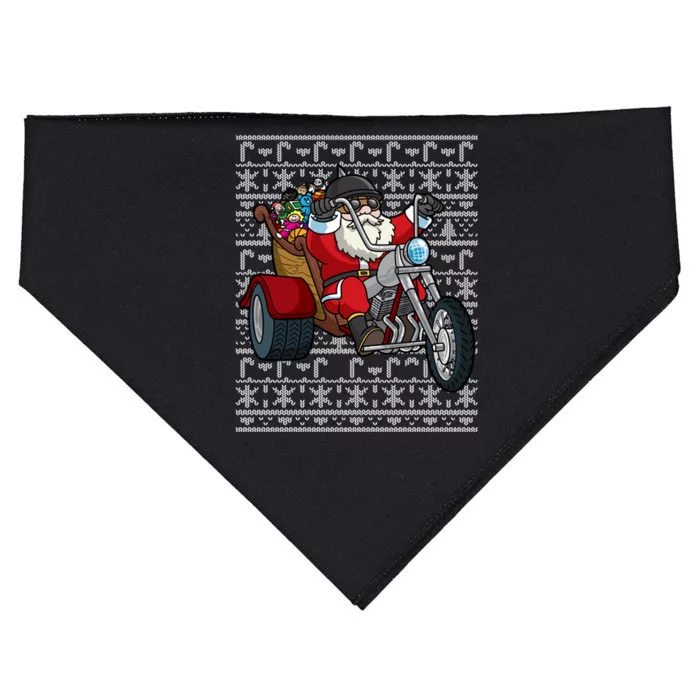 Santa Riding Motorcycle Ugly Christmas Biker Motorcycles Cool Gift USA-Made Doggie Bandana