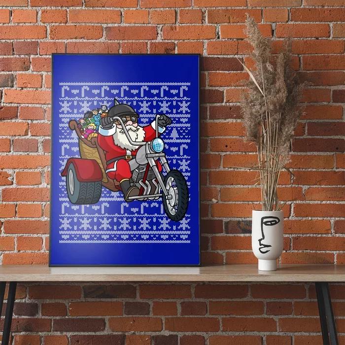 Santa Riding Motorcycle Ugly Christmas Biker Motorcycles Cool Gift Poster