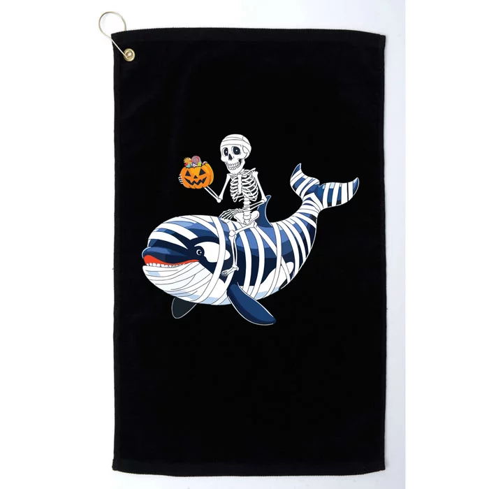 Skeleton Riding Mummy Orca Halloween Candy Whale Platinum Collection Golf Towel