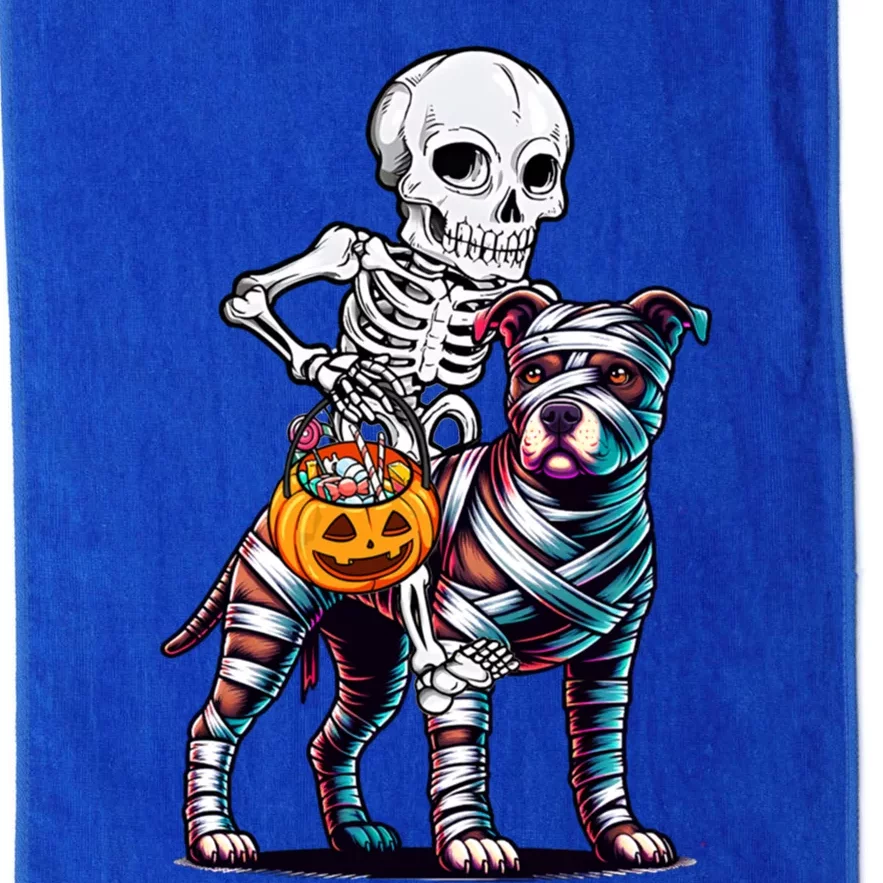 Skeleton Riding Mummy Pitbull Dog Halloween Funny Pumpkin Platinum Collection Golf Towel