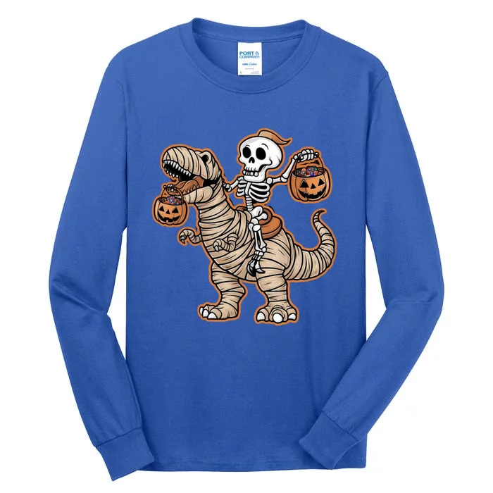 Skeleton Riding Mummy Trex Halloween Delight Tall Long Sleeve T-Shirt