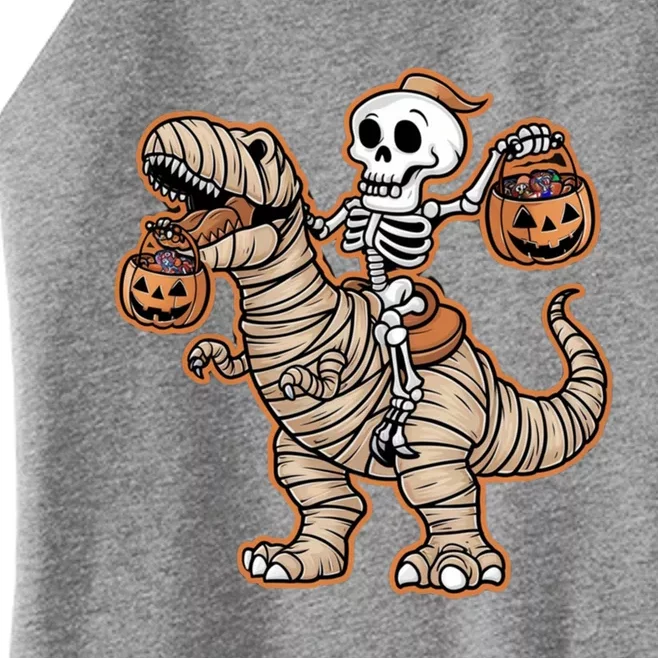 Skeleton Riding Mummy Trex Halloween Delight Women’s Perfect Tri Rocker Tank