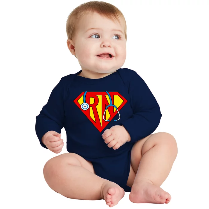 Super RN Nurse Register Nurse Halloween Costume Baby Long Sleeve Bodysuit