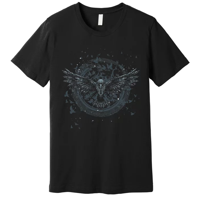 Scandinavian Raven Nordic Mythology Valhalla Odin Viking Premium T-Shirt