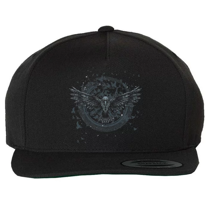 Scandinavian Raven Nordic Mythology Valhalla Odin Viking Wool Snapback Cap