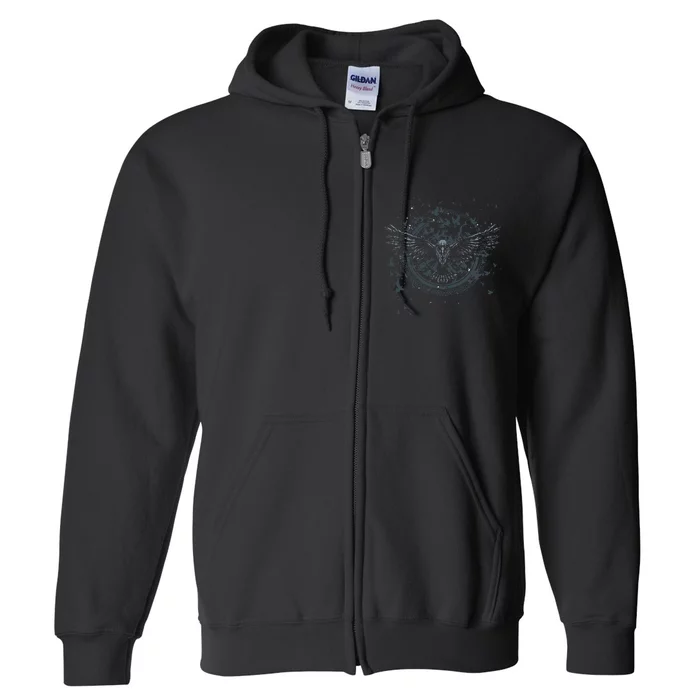 Scandinavian Raven Nordic Mythology Valhalla Odin Viking Full Zip Hoodie