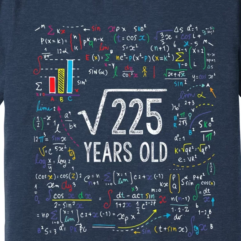 Square Root Of 225 15th Birthday 15 Year Old Gifts Math Bday Premium T-Shirt