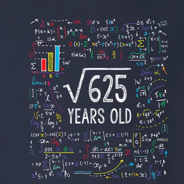 Square Root Of 625 25th Birthday 25 Year Old Gifts Math Bday Toddler Long Sleeve Shirt