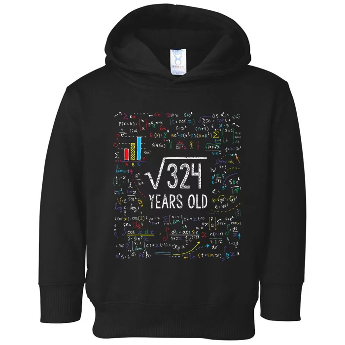 Square Root Of 324 18th Birthday 18 Year Old Gifts Math Bday Toddler Hoodie