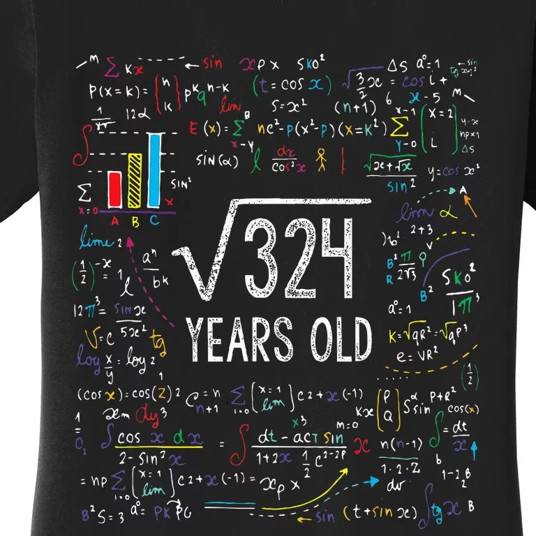 Square Root Of 324 18th Birthday 18 Year Old Gifts Math Bday Women's T-Shirt