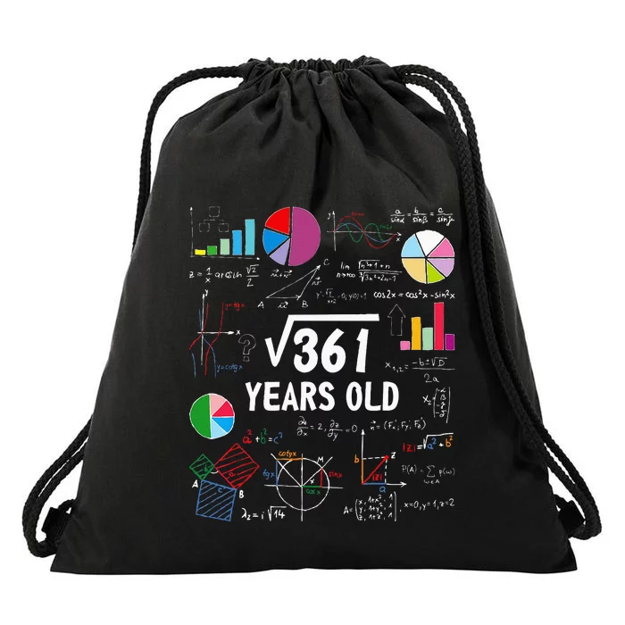 Square Root Of 361 19th Birthday 19 Year Old Math Nerd Drawstring Bag