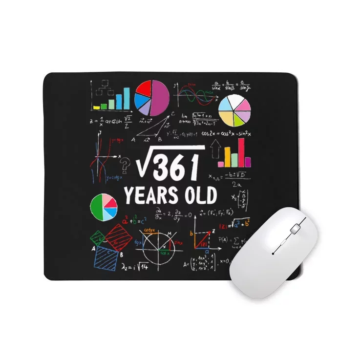 Square Root Of 361 19th Birthday 19 Year Old Math Nerd Mousepad