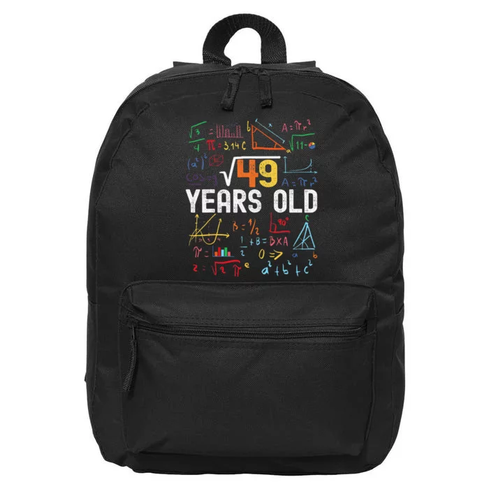 Square Root Of 49 7th Birthday 7 Years Old Birthday 16 in Basic Backpack