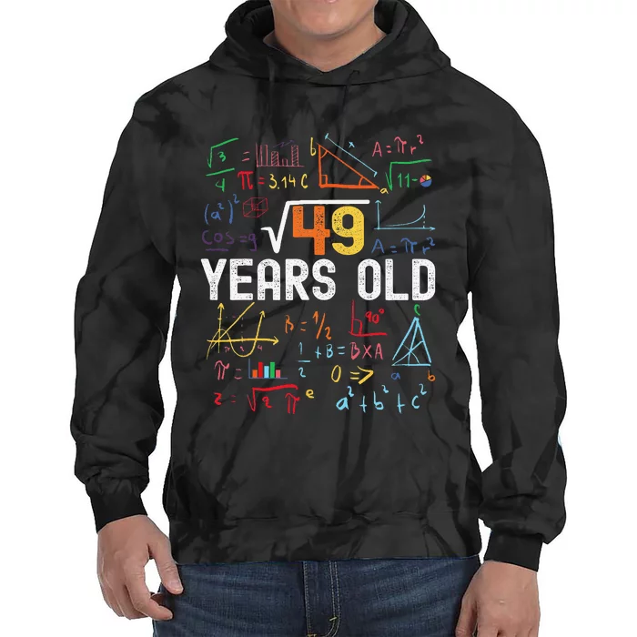 Square Root Of 49 7th Birthday 7 Years Old Birthday Tie Dye Hoodie