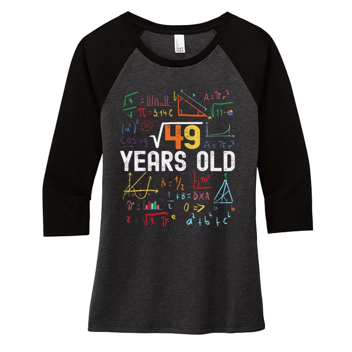 Square Root Of 49 7th Birthday 7 Years Old Birthday Women's Tri-Blend 3/4-Sleeve Raglan Shirt