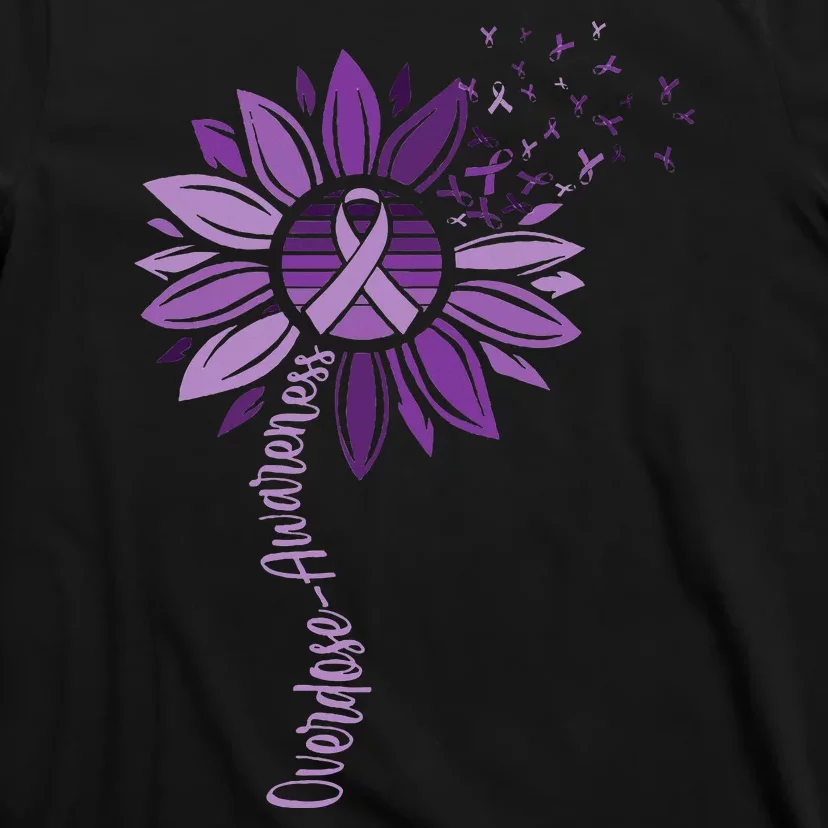 Sunflower Ribbons Overdose Awareness T-Shirt