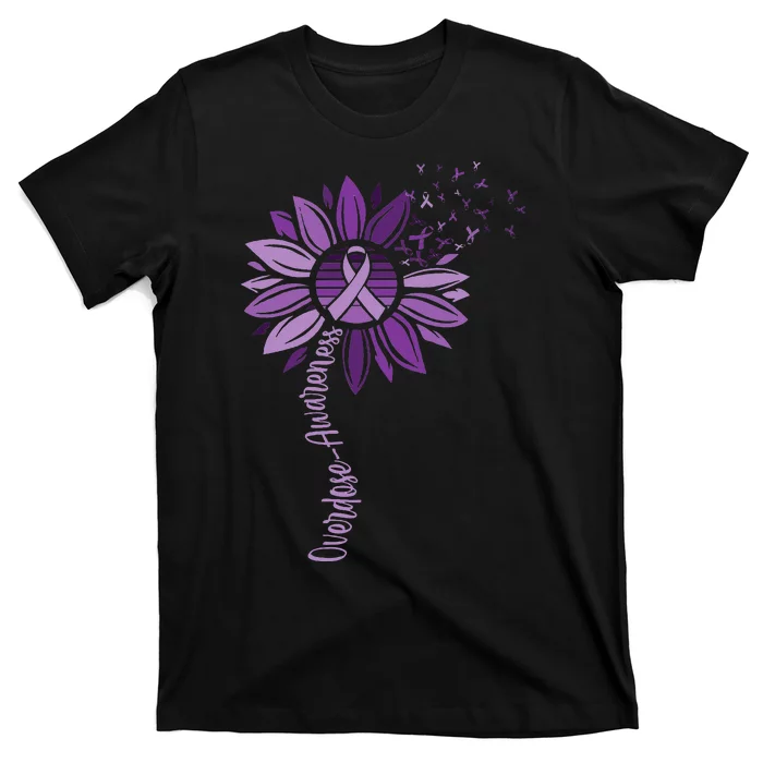 Sunflower Ribbons Overdose Awareness T-Shirt