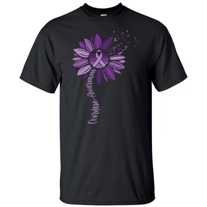 Sunflower Ribbons Overdose Awareness Tall T-Shirt