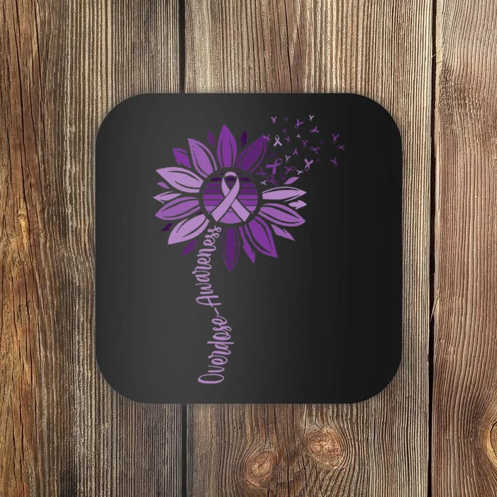 Sunflower Ribbons Overdose Awareness Coaster