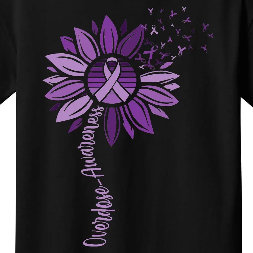 Sunflower Ribbons Overdose Awareness Kids T-Shirt