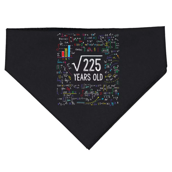 Square Root Of 225 15th Birthday 15 Year Old Gifts Math Bday USA-Made Doggie Bandana