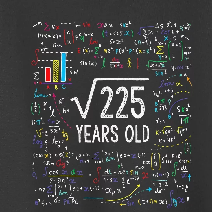 Square Root Of 225 15th Birthday 15 Year Old Gifts Math Bday Toddler T-Shirt