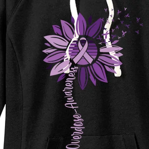 Sunflower Ribbons Overdose Awareness Women's Fleece Hoodie