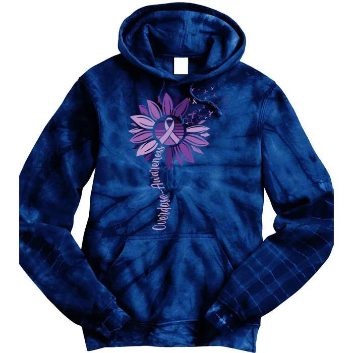 Sunflower Ribbons Overdose Awareness Tie Dye Hoodie