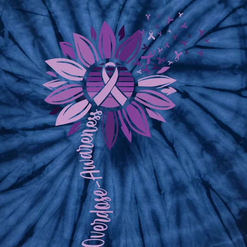 Sunflower Ribbons Overdose Awareness Tie-Dye T-Shirt