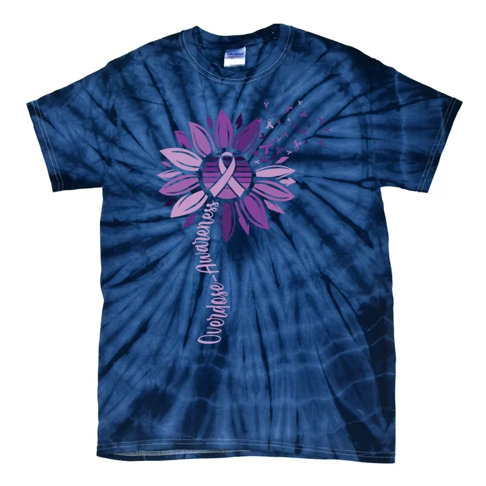 Sunflower Ribbons Overdose Awareness Tie-Dye T-Shirt