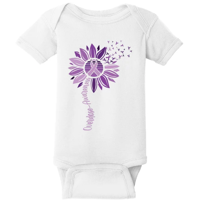 Sunflower Ribbons Overdose Awareness Baby Bodysuit