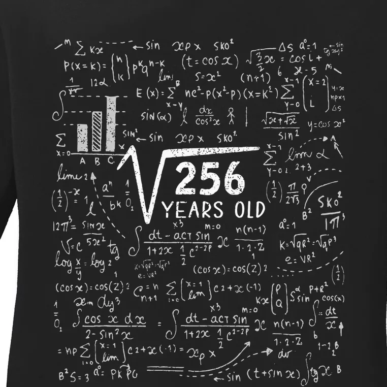 Square Root Of 256 16th Birthday 16 Year Old Gifts Math Bday Ladies Long Sleeve Shirt