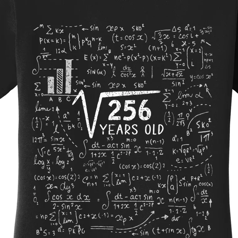 Square Root Of 256 16th Birthday 16 Year Old Gifts Math Bday Women's T-Shirt