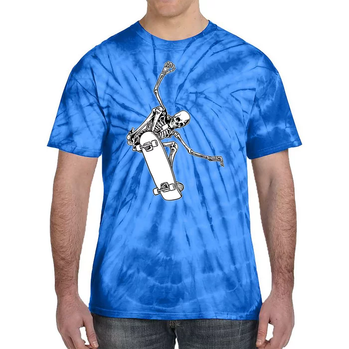 Skeleton Riding On Skateboard Halloween Gift Tie-Dye T-Shirt