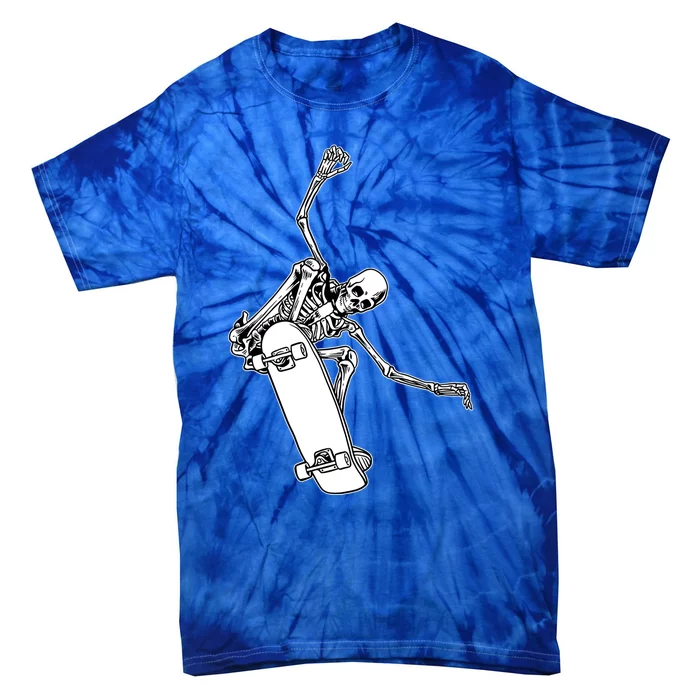 Skeleton Riding On Skateboard Halloween Gift Tie-Dye T-Shirt