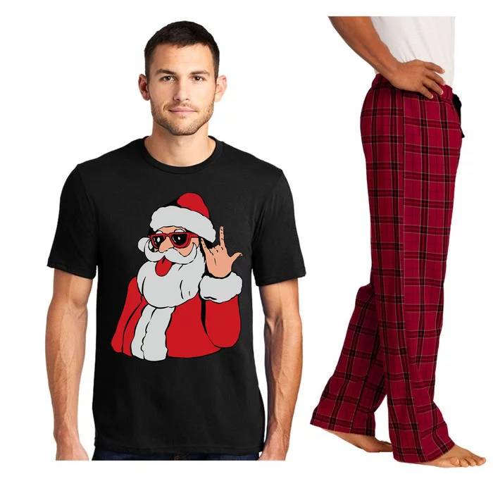 Santa Rock On Hand Christmas Pajama Cool XMas Rocker Pajama Set