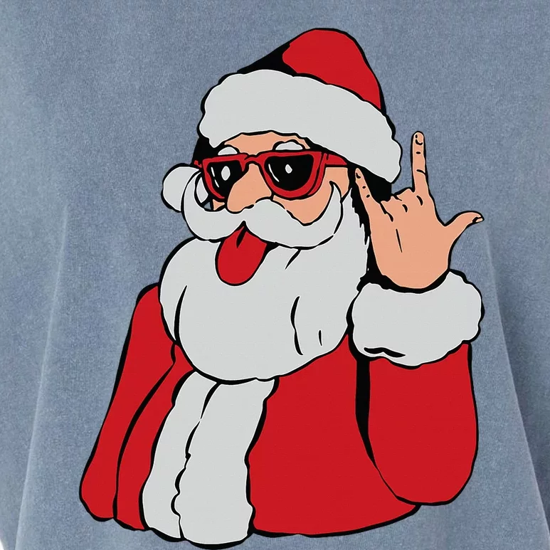 Santa Rock On Hand Christmas Pajama Cool XMas Rocker Garment-Dyed Women's Muscle Tee