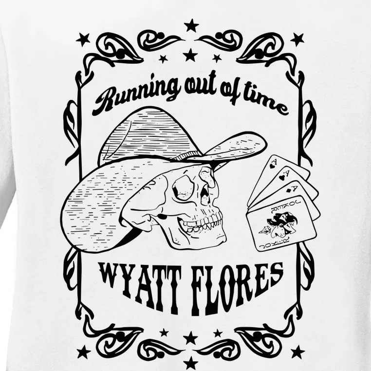 Skull Running Out Of Time Wyatt Flores Ladies Long Sleeve Shirt