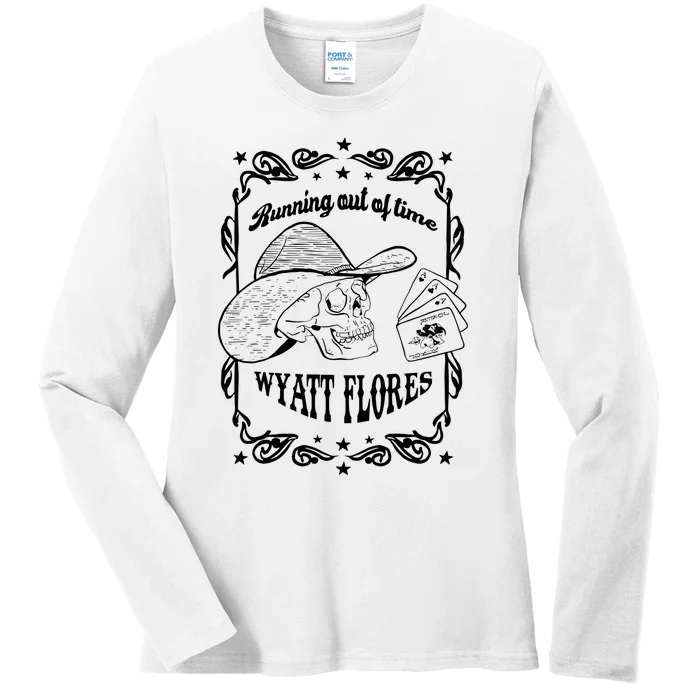 Skull Running Out Of Time Wyatt Flores Ladies Long Sleeve Shirt