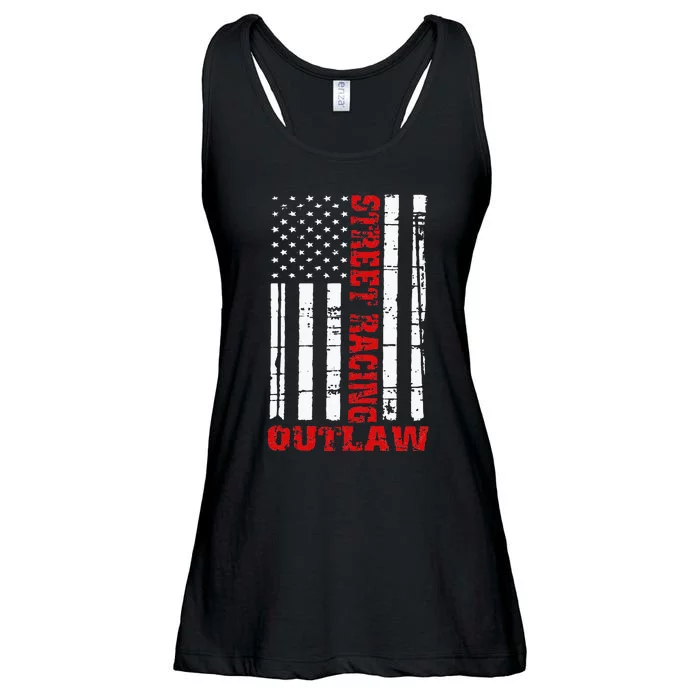 Street Racing Outlaw Flag American Drag Racing Ladies Essential Flowy Tank