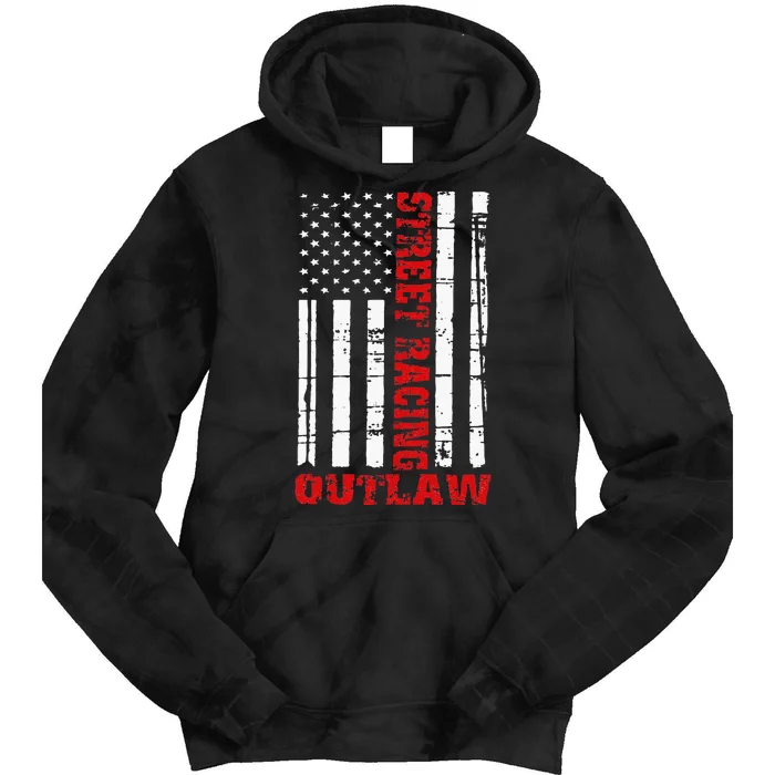 Street Racing Outlaw Flag American Drag Racing Tie Dye Hoodie