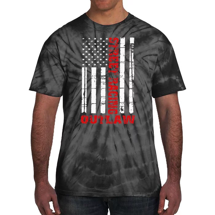 Street Racing Outlaw Flag American Drag Racing Tie-Dye T-Shirt