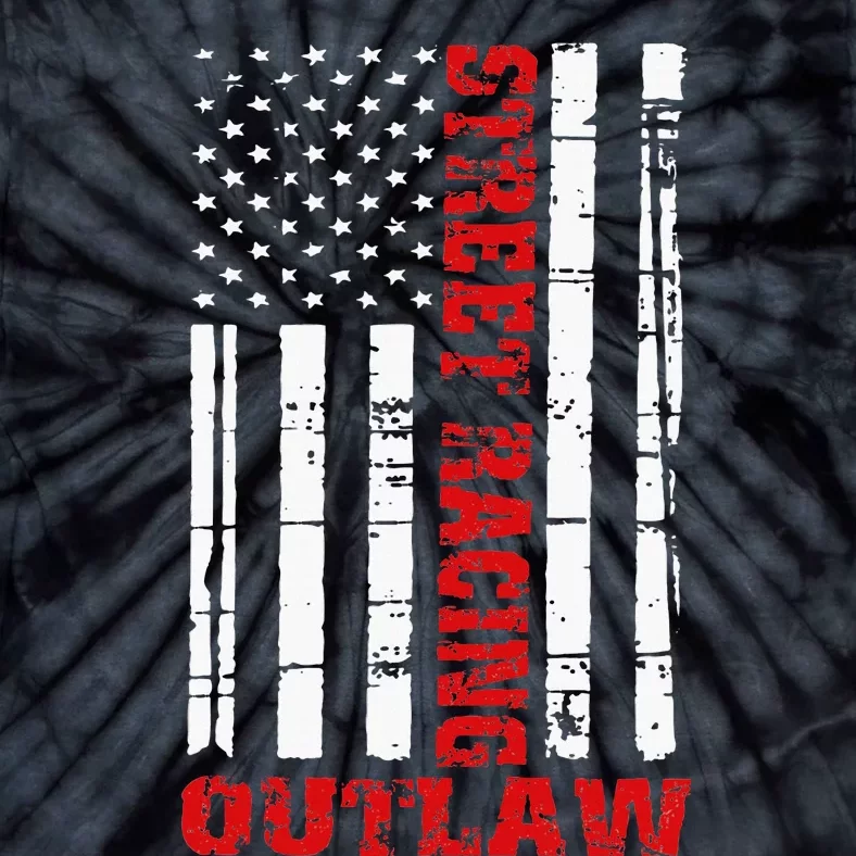 Street Racing Outlaw Flag American Drag Racing Tie-Dye T-Shirt