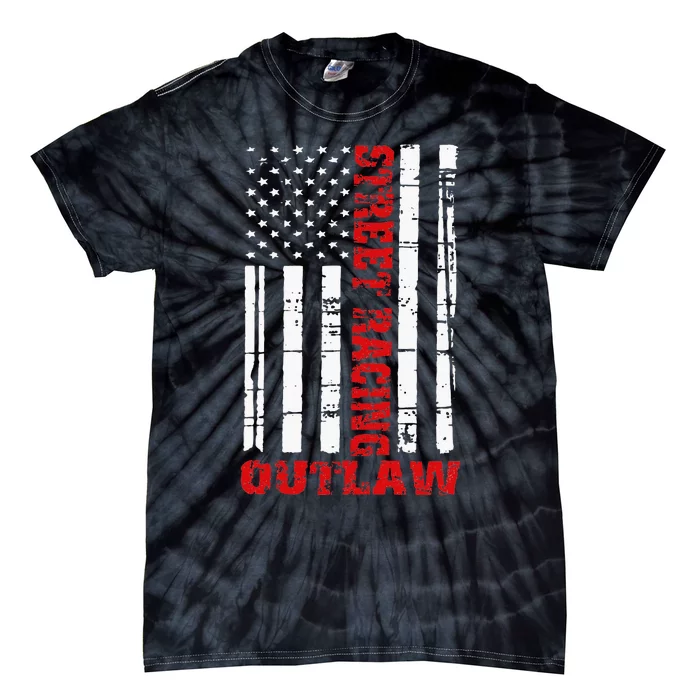 Street Racing Outlaw Flag American Drag Racing Tie-Dye T-Shirt