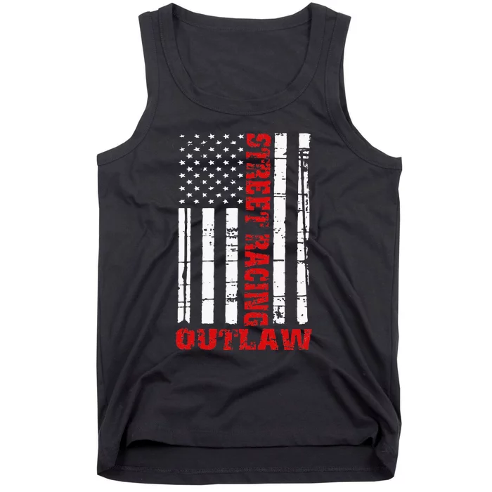 Street Racing Outlaw Flag American Drag Racing Tank Top