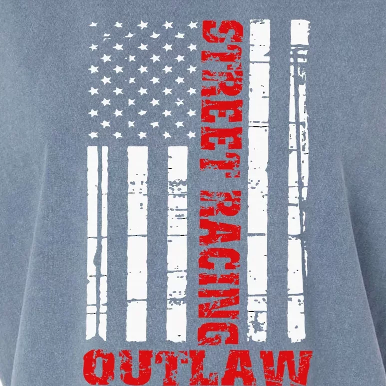 Street Racing Outlaw Flag American Drag Racing Garment-Dyed Women's Muscle Tee