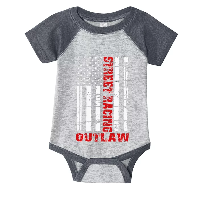 Street Racing Outlaw Flag American Drag Racing Infant Baby Jersey Bodysuit